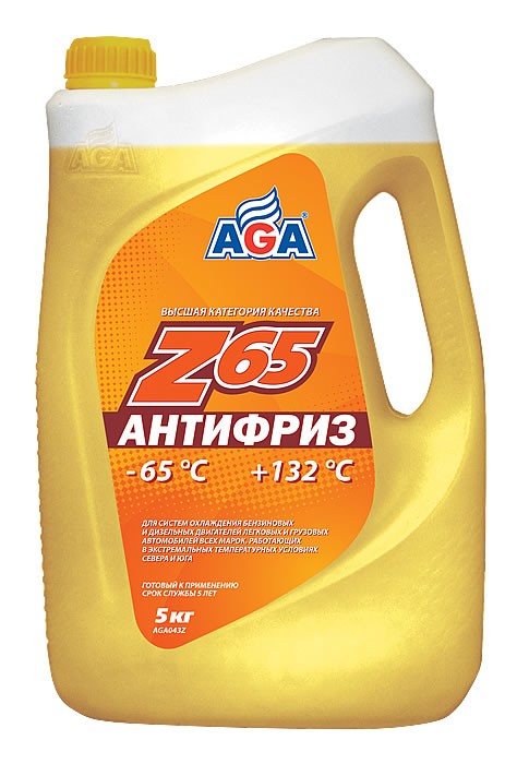 Антифриз AGA-043Z 65 (желтый) -65С до +132С 5л / 5,3кг