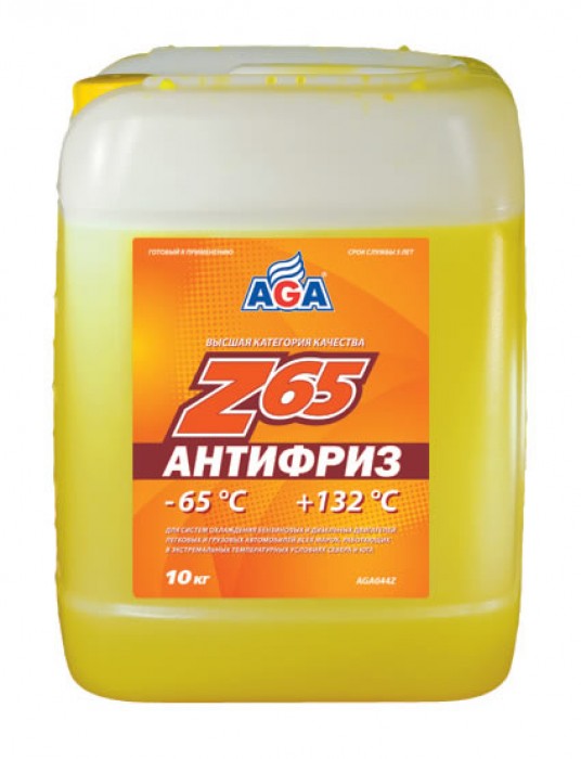 Антифриз AGA-044Z 65 (желтый) -65С до +132С 10л / 10,7кг